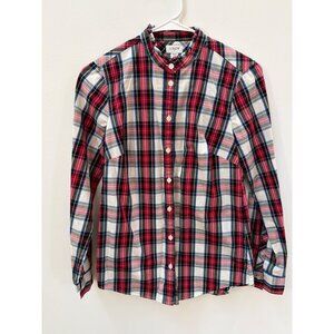 J.Crew Womens Plaid Button-Down Shirt XXS Red/Blue/White Cotton & Elastane
